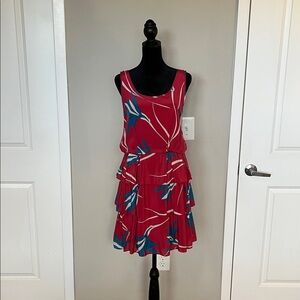 ANTHROPOLOGIE - Scarlet and Teal Patterned Mini Dress